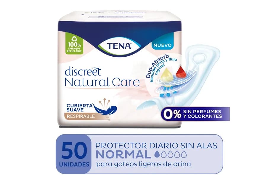TENA Protector diario Tena Discreet Natural Care sin alas x 50uni.