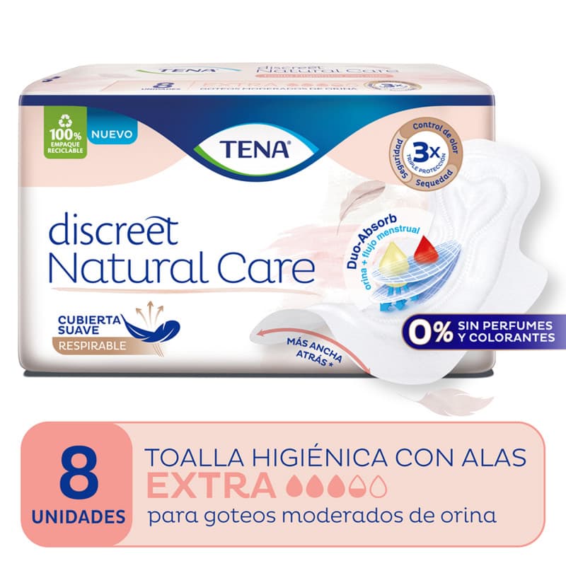 TENA Toalla Discreet Natural Care x 8uni.