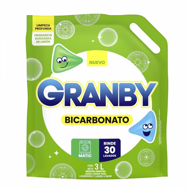 JABON LIQUIDO ROPA GRANBY BICARBONATO LIMON MATIC DOYP X3L