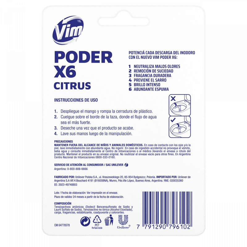 VIM Canasta Para Baño Citrus Poder x 50grs.