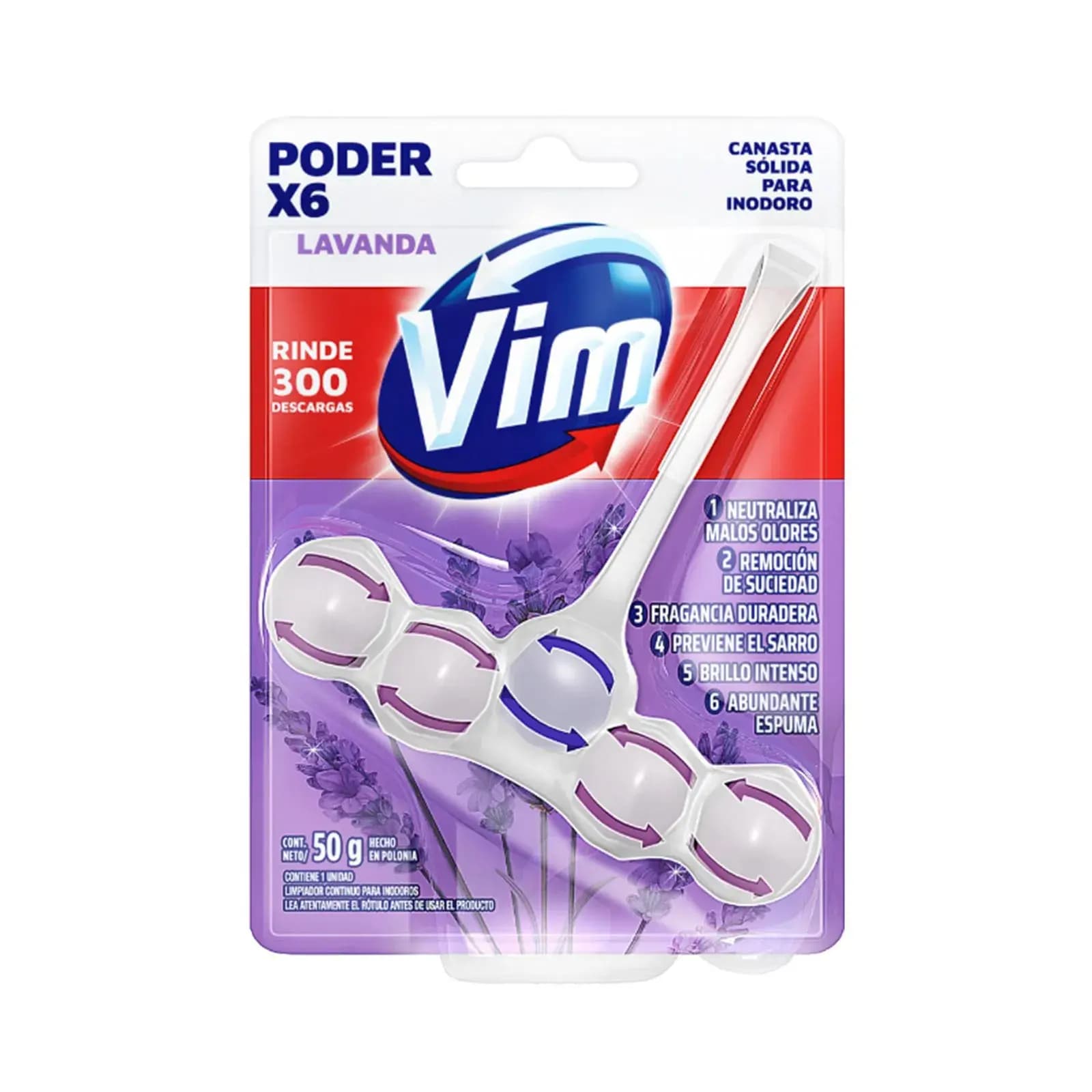 VIM Canasta para inodoro PODER LAVANDA x 6uni. x 50grs.