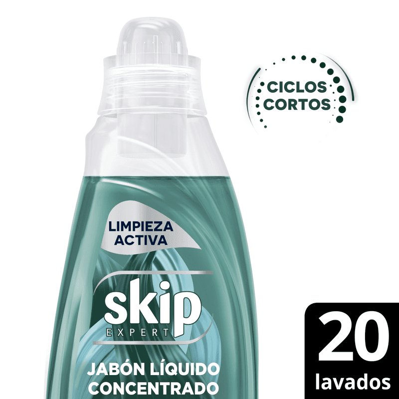 SKIP Jabón Líquido Concentrado para Ciclo Corto Limpieza Activa Botella x 800ml.