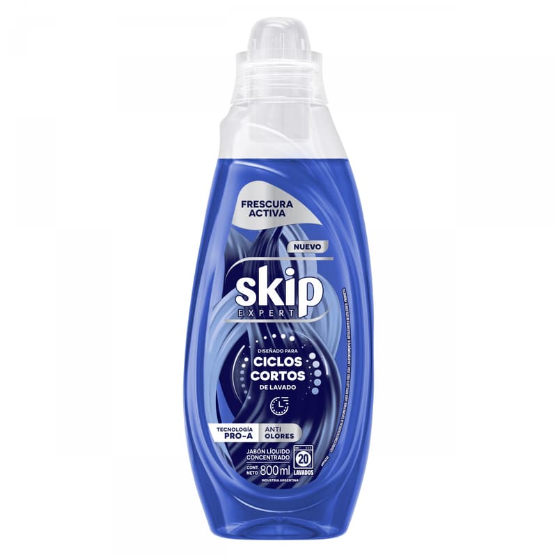 SKIP Jabón Líquido Concentrado para Ciclo Corto Frescura Activa Botella x 800ml.