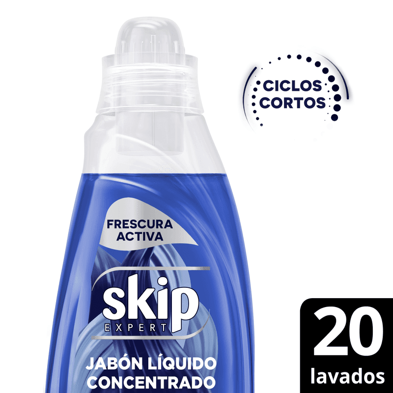 SKIP Jabón Líquido Concentrado para Ciclo Corto Frescura Activa Botella x 800ml.