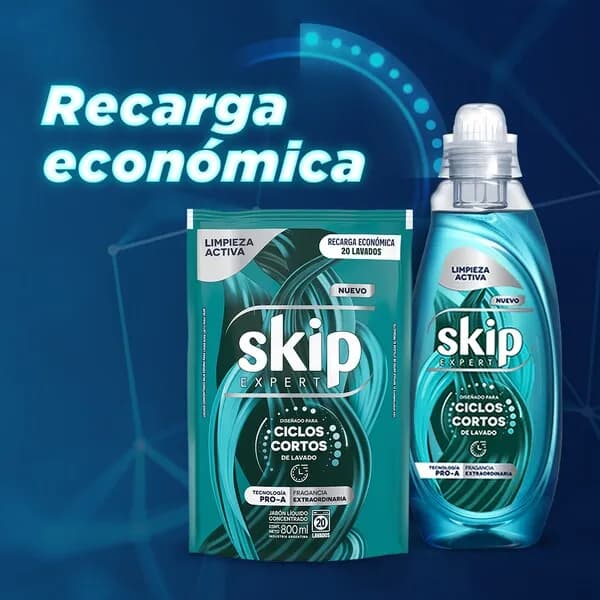 SKIP Jabón Líquido Concentrado Limpieza Activa Doypack x 800ml.