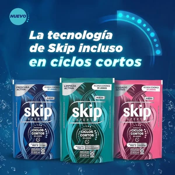 SKIP Jabón Líquido Concentrado Limpieza Activa Doypack x 800ml.