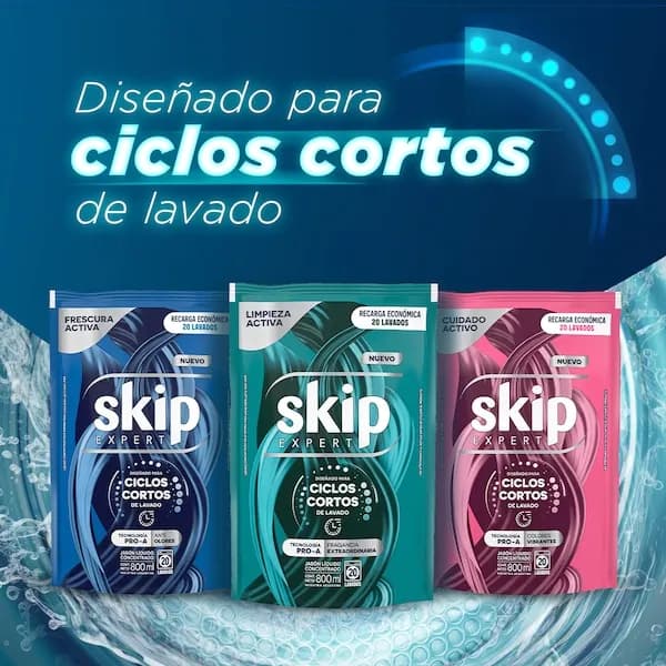 SKIP Jabón Líquido Concentrado Limpieza Activa Doypack x 800ml.
