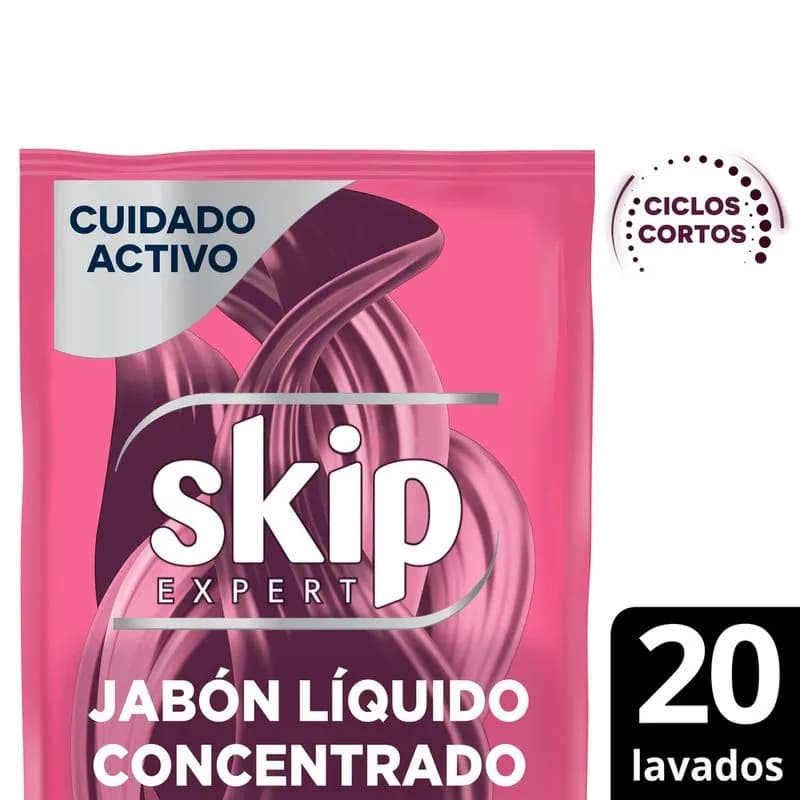 SKIP Jabon Liquido Concentrado para Ciclo Corto Cuidado Activo Doypack x 800ml.