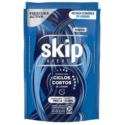SKIP Jabón Líquido Concentrado para Ciclo Corto Frescura Activa Doypack x 800ml.