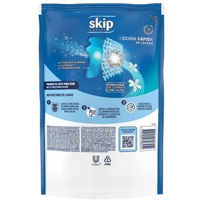 SKIP Jabón Líquido Concentrado para Ciclo Corto Frescura Activa Doypack x 800ml.