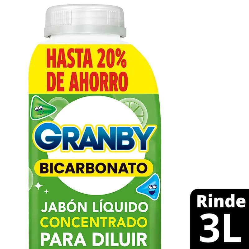 GRANBY Jabón Liquido Concentrado Para Diluir Baja Espuma Limón x 500ml.