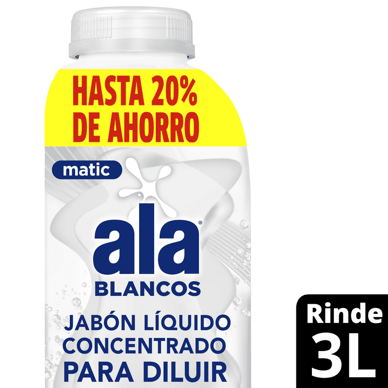 ALA Jabón Líquido Blancos Más Blancos Concentrado para Diluir x 500ml.