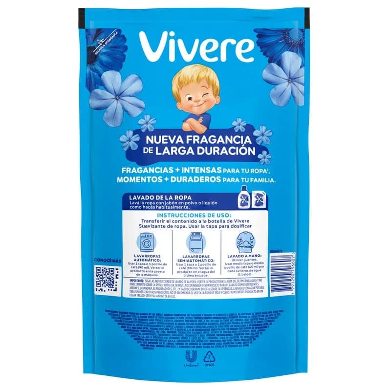 VIVERE Suavizante Para Ropa Clásico Doypack x 900ml.