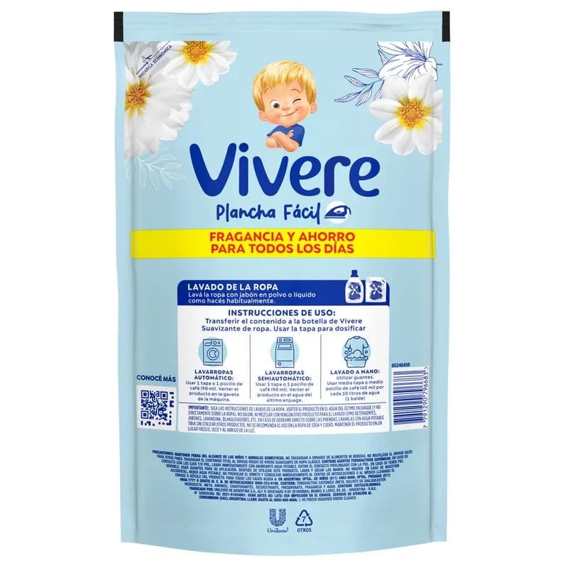 VIVERE Suavizante Para Ropa Plancha Fácil x 900ml.