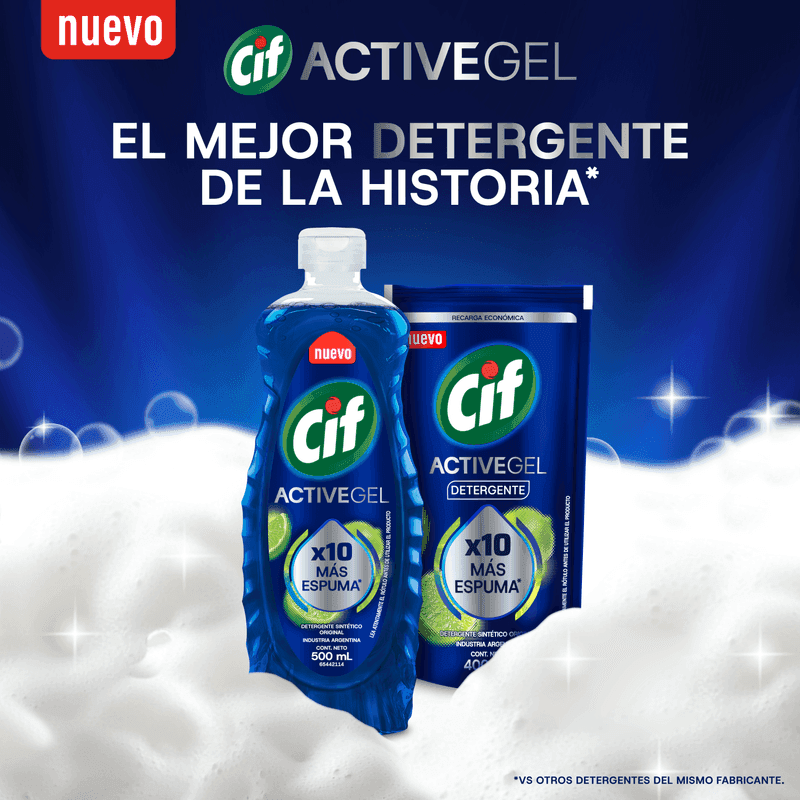 Detergente Concentrado Cif Active Gel Original x 500ml.