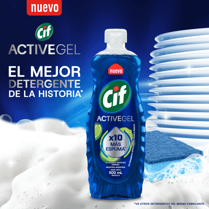 Detergente Concentrado Cif Active Gel Original x 500ml.