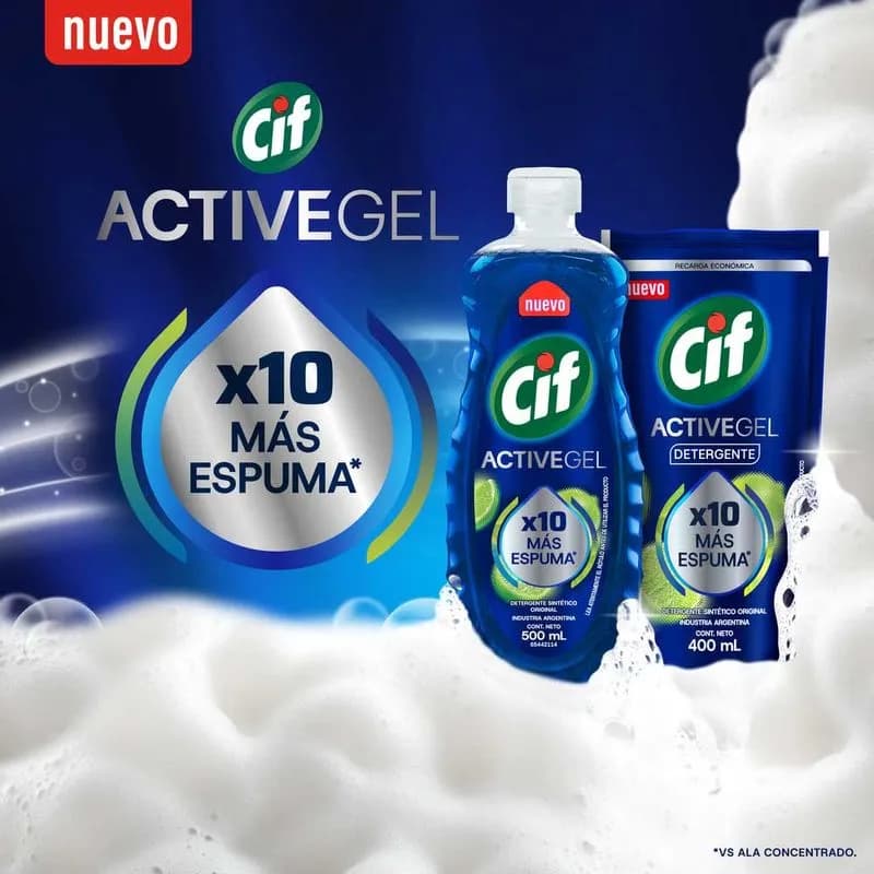 CIF Detergente para Lavavajillas Active Gel Original x 400ml.