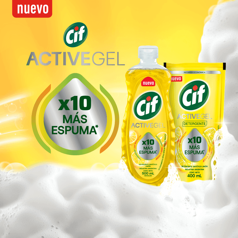 Detergente Concentrado Cif Active Gel Limón x 500ml.