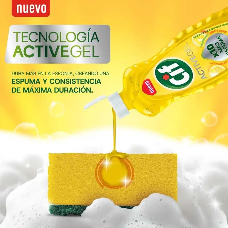 Detergente gel Cif Active limón Doypack x 400ml.