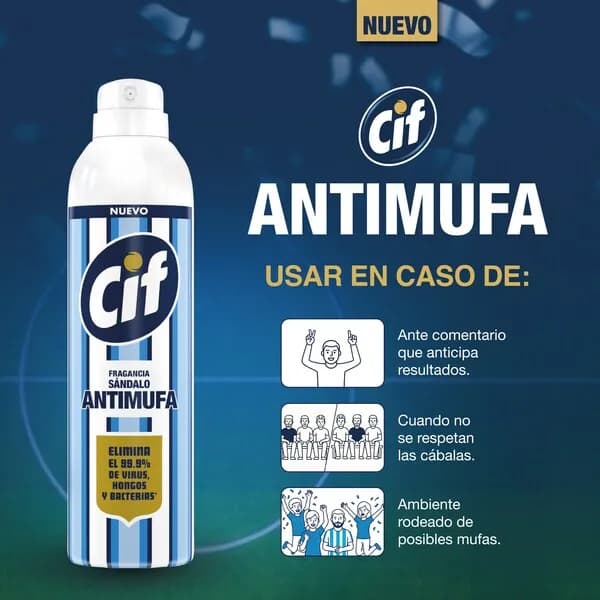 Desinfectante de ambientes y superficies CIF Antimufa Sándalo en Aerosol x 360cm3