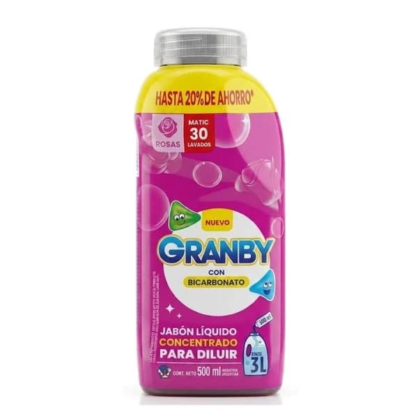Jabón Líquido Granby Matic Diluir Bicarbonato Rosas x 500ml.