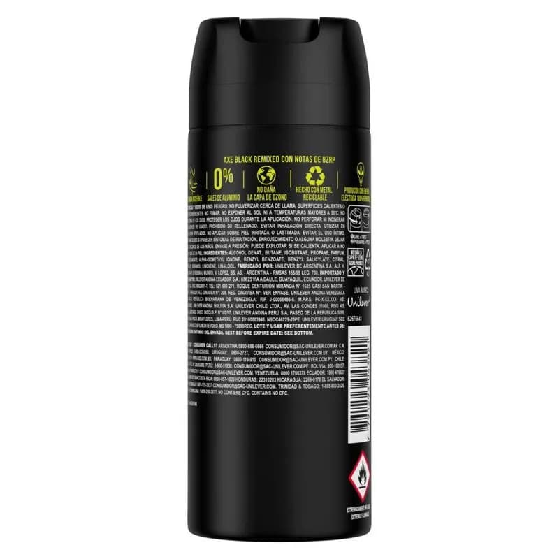 Desodorante para hombre AXE Black Bzrp en Aerosol 150 Ml.