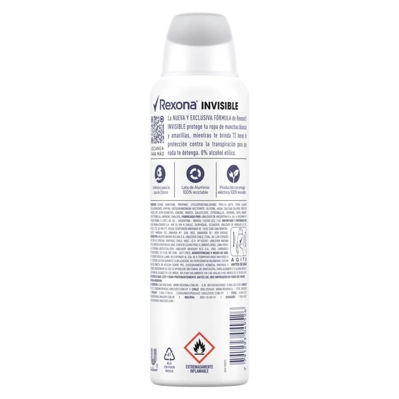 Desodorante Rexona Invisible Women 150 Ml.