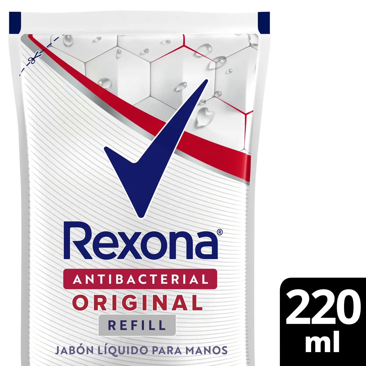 Jabón Liquido Antibacterial Rexona Original Repuesto x220ml