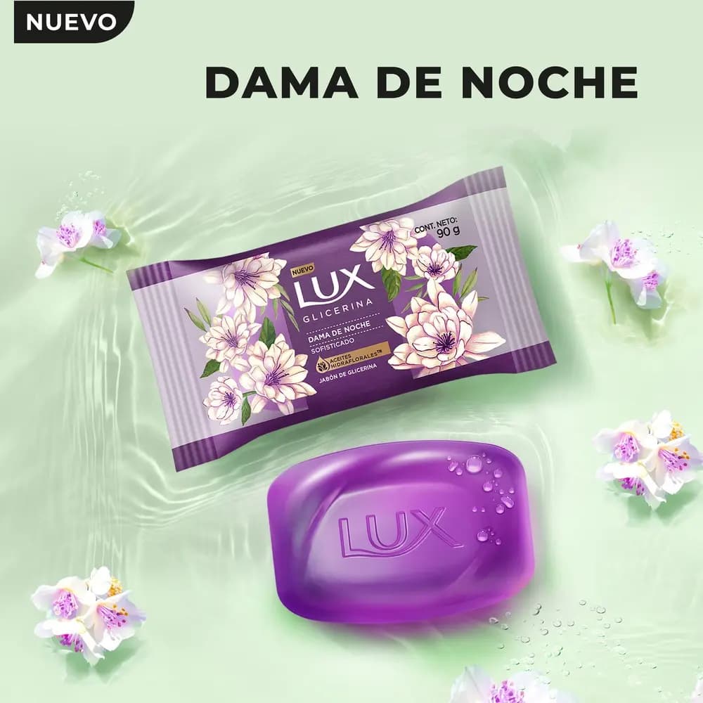 Jabón De Tocador De Glicerina Lux Dama De Noche Barra x 90grs.