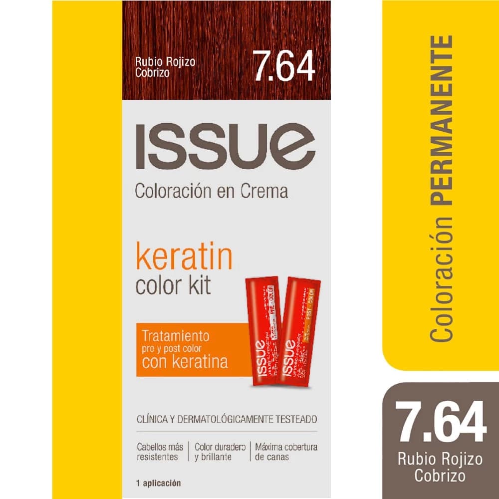 ISSUE Kit Tintura en Crema Keratin Rubio Rojizo Cobrizo 7.64