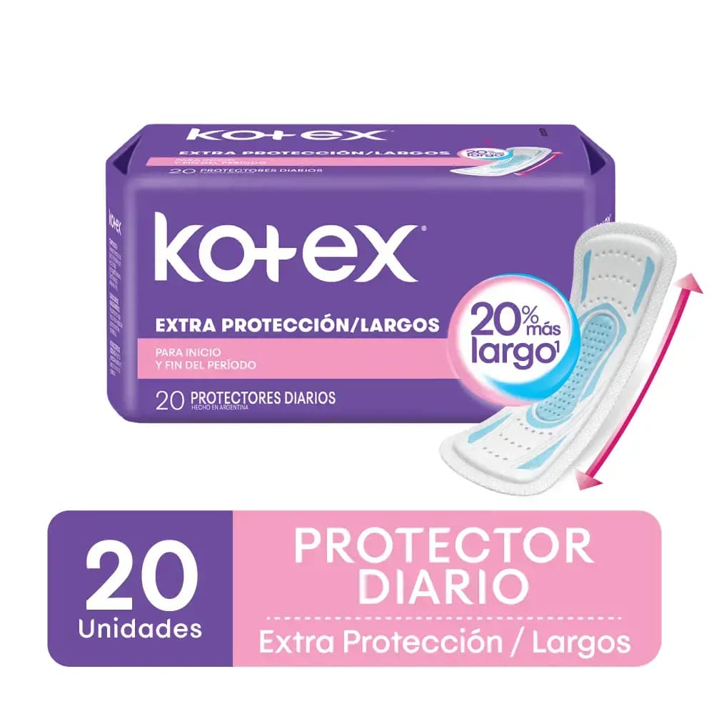 Protectores Diarios Kotex Largo Multiestilo x20un