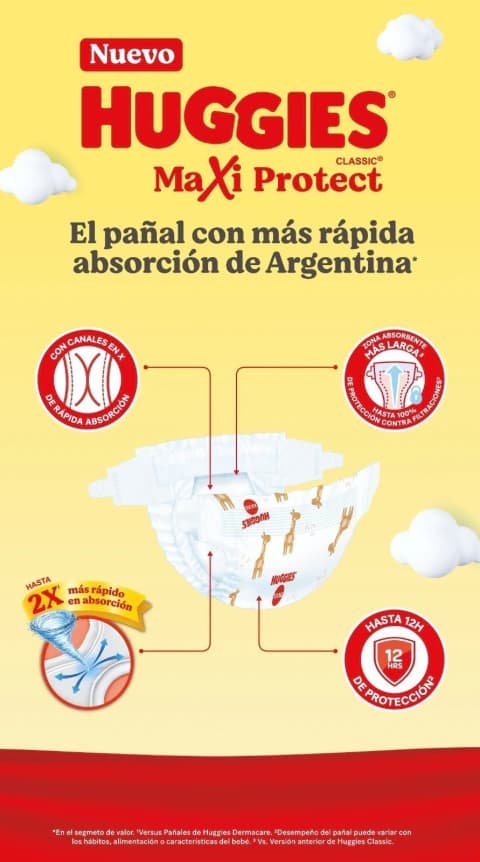 Pañales Huggies Classic talle XXXG ahorrapack 46 uni
