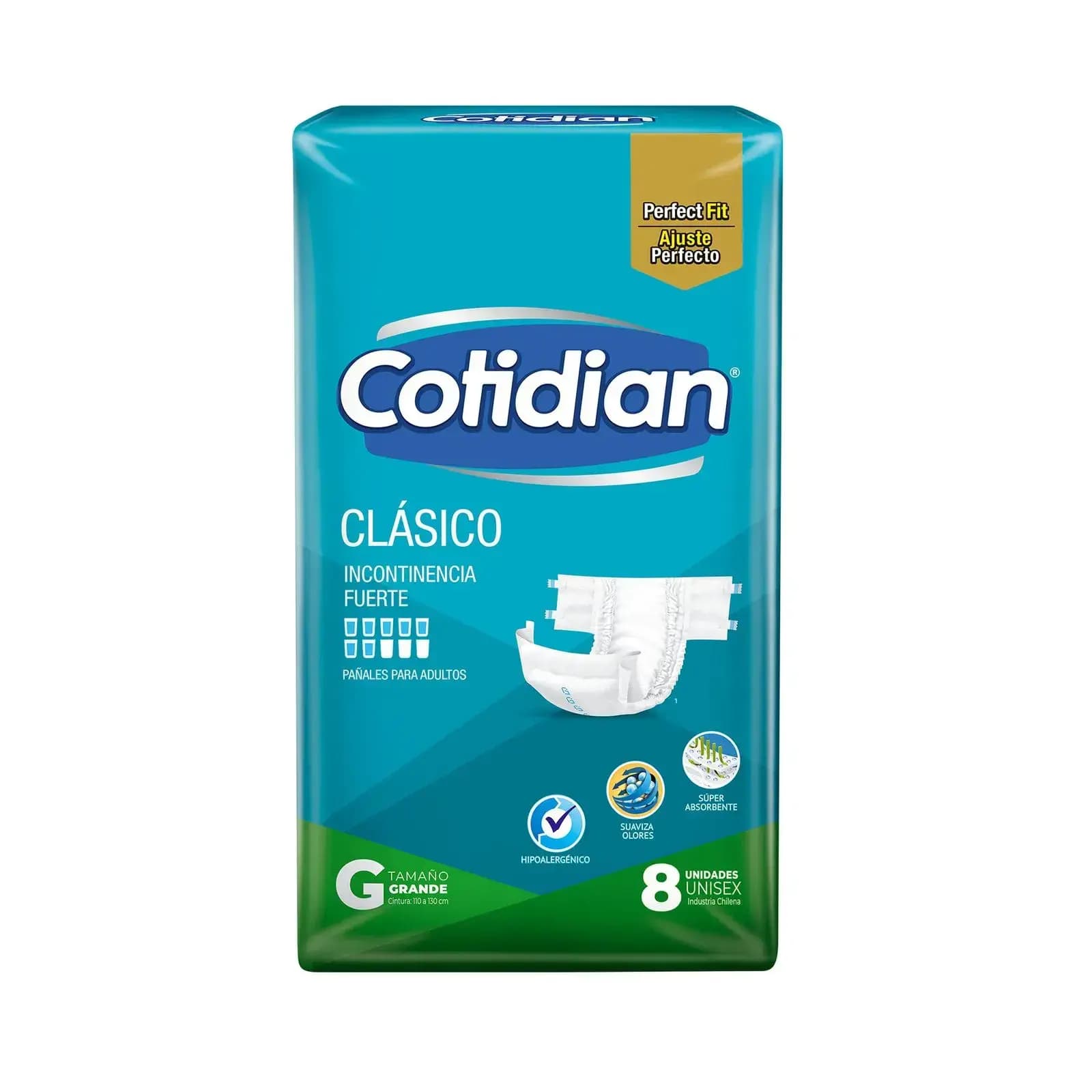 COTIDIAN Pañal para adulto Clásico perfect fit talle G x 8uni.