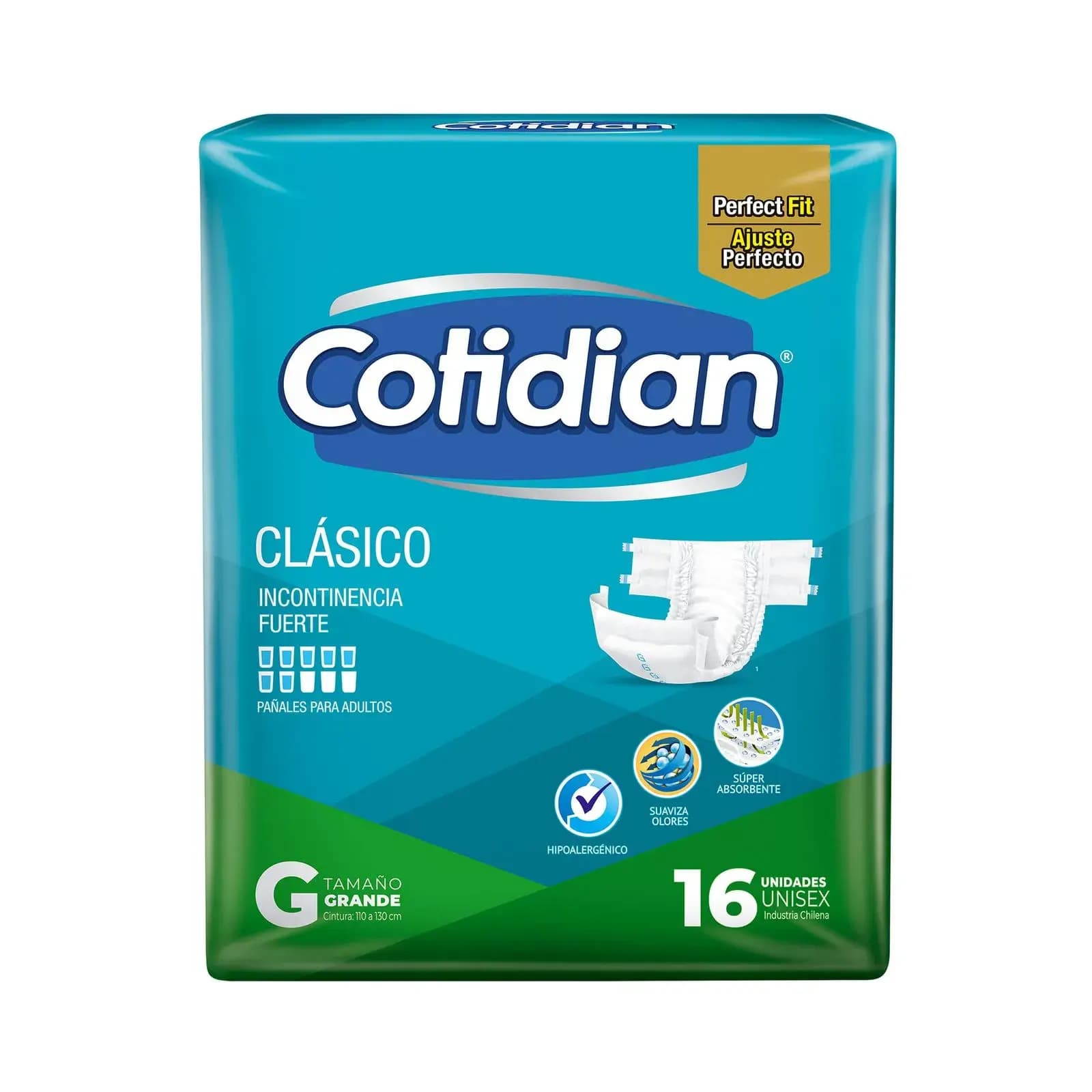 COTIDIAN Pañal para adulto Clásico Perfect Fit G x 16uni.