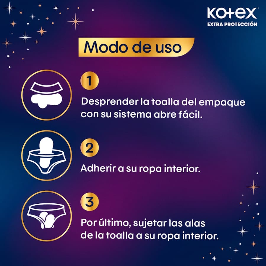 Toallas Femeninas Kotex Nocturna Larga x 20 un