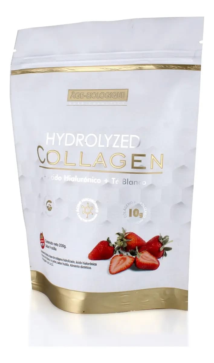 Collagen Hydrolyzed + Acido Hialuronico Gold Sabor Frutila x 200grs.