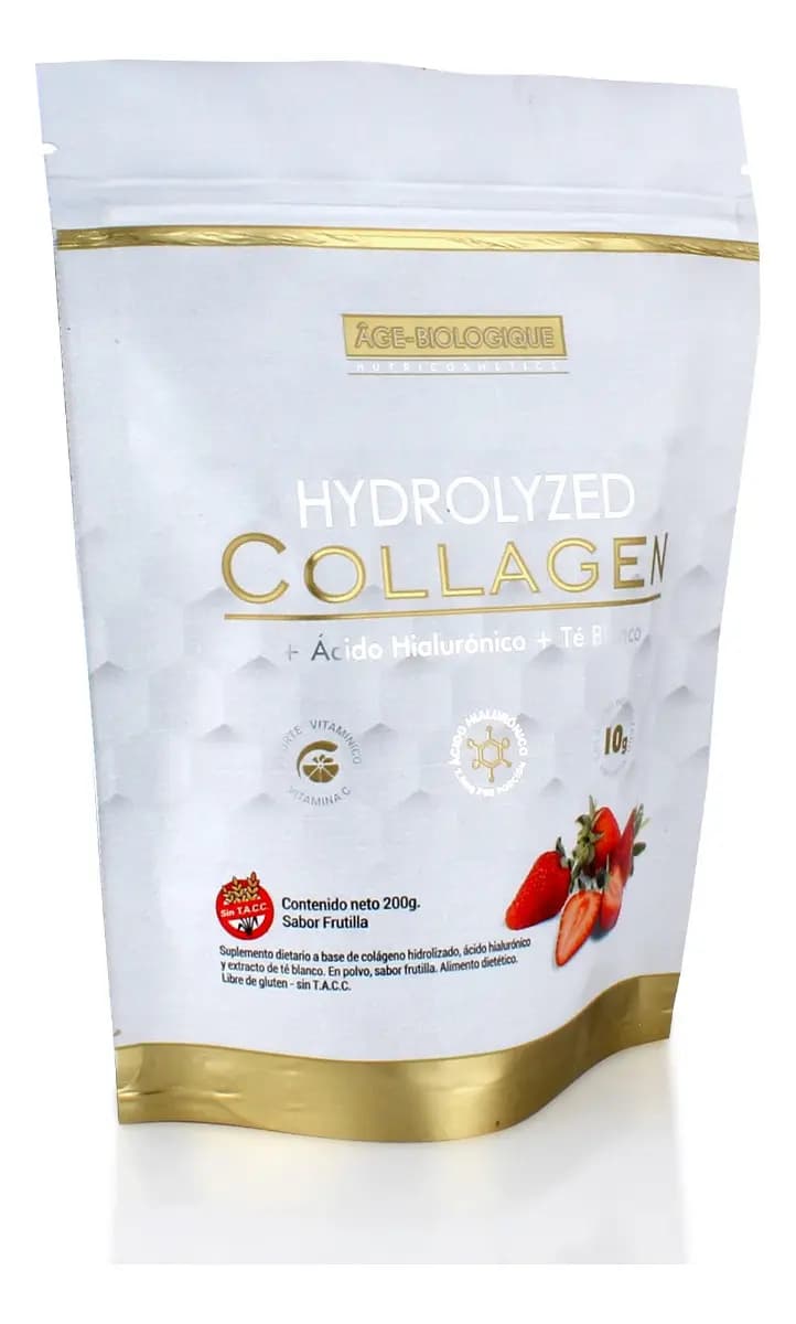 Collagen Hydrolyzed + Acido Hialuronico Gold Sabor Frutila x 200grs.