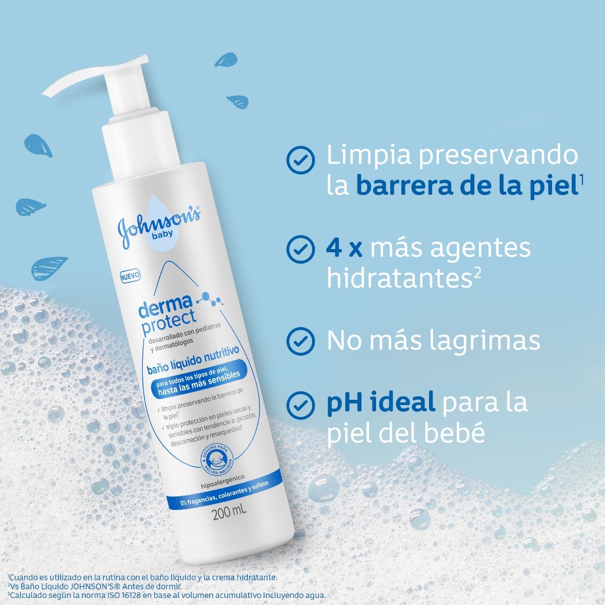 Baño Líquido nutritivo Johnsons baby Derma Protect X 200ml.