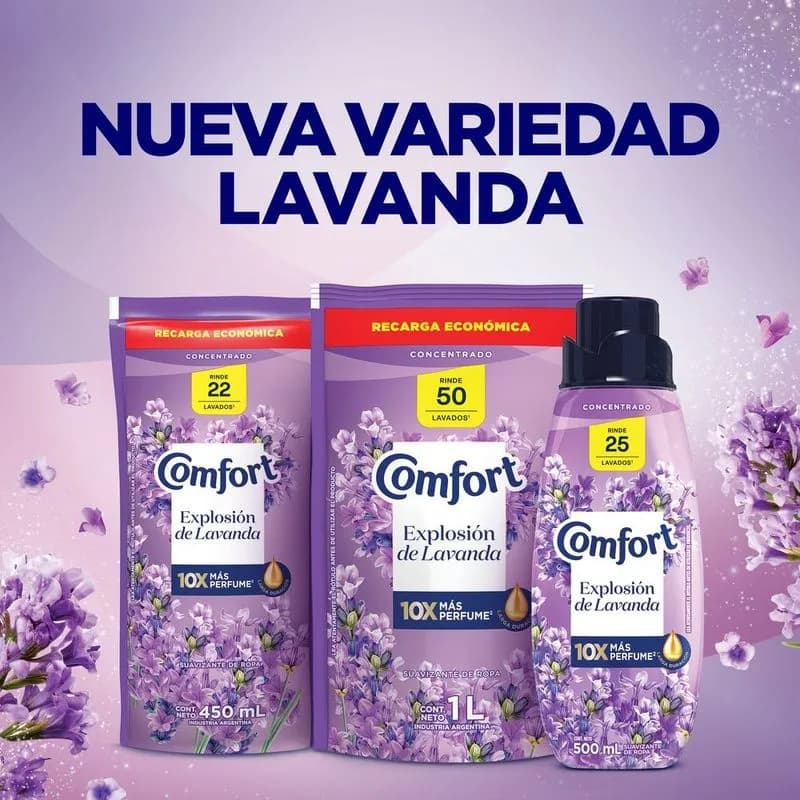 COMFORT Suavizante concentrado lavanda en botella x 500ml.