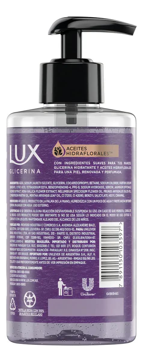 Jabón líquido glicerina Lux dama de noche x 300 ml.