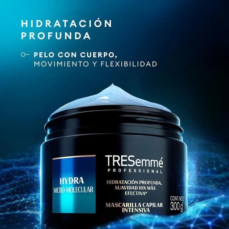 Máscara de Tratamiento Tresemme Hydra Micro-Molecular x 300 g