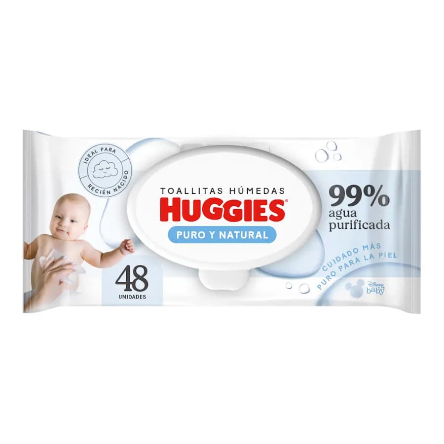 TOALLAS HÚMEDAS HUGGIES PURO Y NATURAL 48 UNIDADES