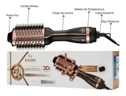 GAMA Cepillo Secador Eléctrico Stylish Keration 3d.
